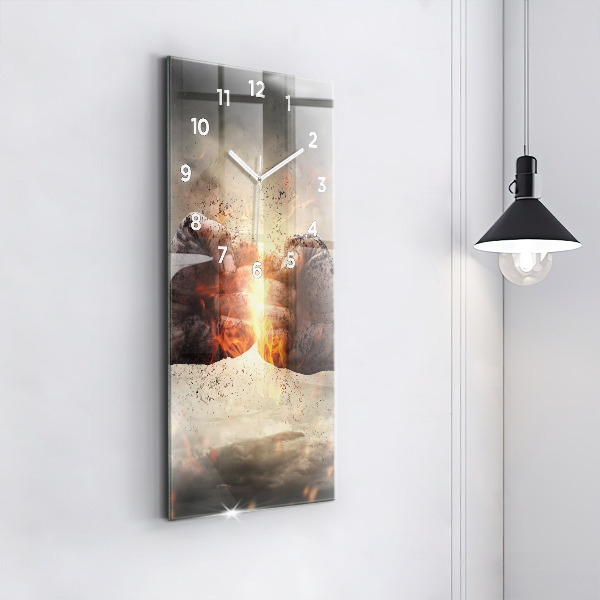 Vertical wall clock Fists Strength Power