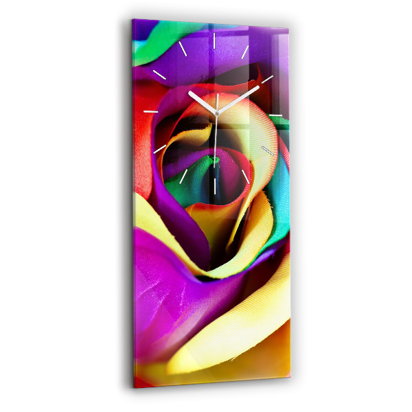 Vertical wall clock Rainbow Rose