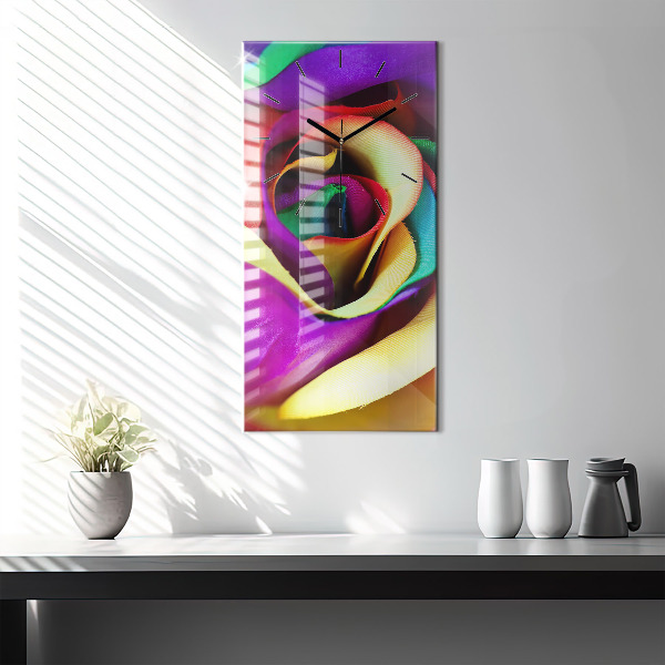 Vertical wall clock Rainbow Rose