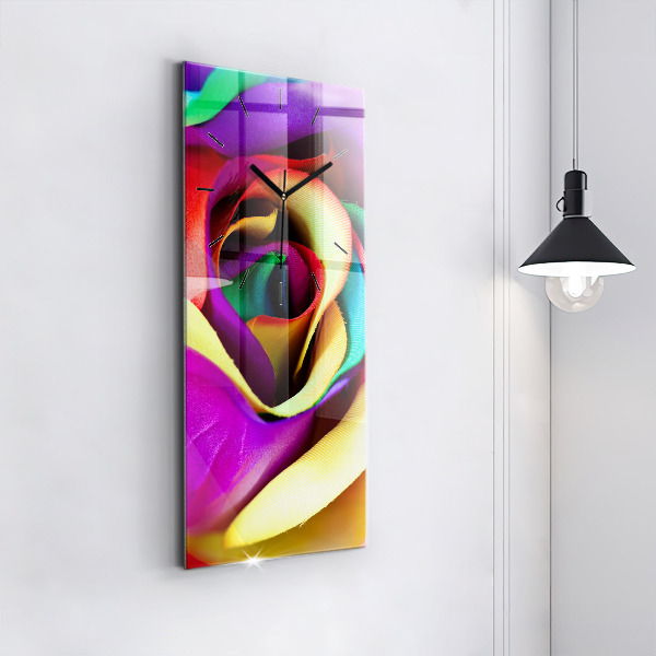 Vertical wall clock Rainbow Rose