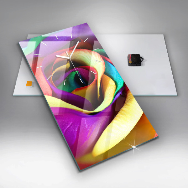 Vertical wall clock Rainbow Rose