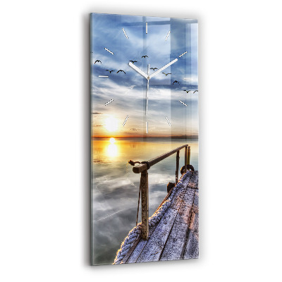 Vertical wall clock Lake Sunset