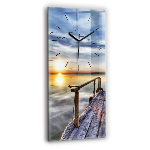 Vertical wall clock Lake Sunset
