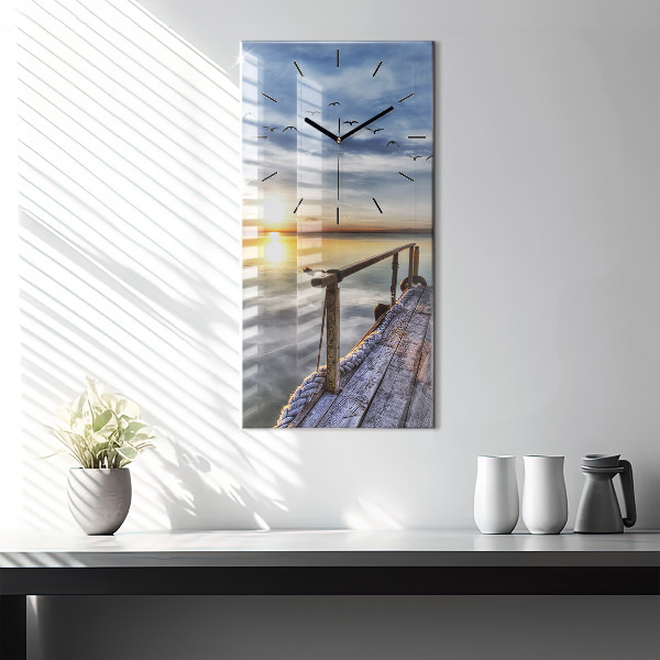 Vertical wall clock Lake Sunset