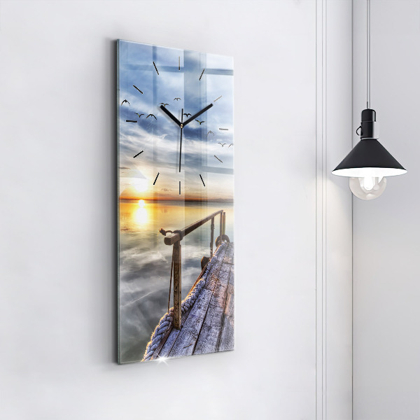 Vertical wall clock Lake Sunset