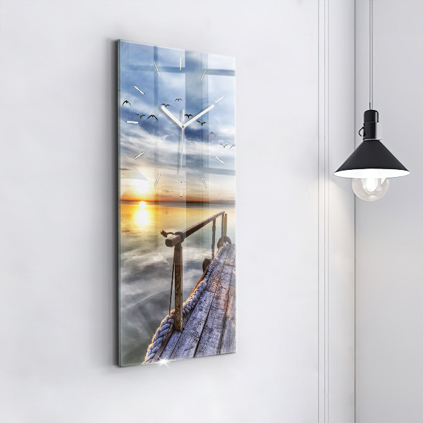 Vertical wall clock Lake Sunset