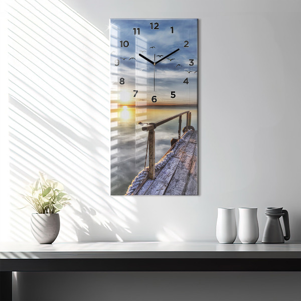 Vertical wall clock Lake Sunset