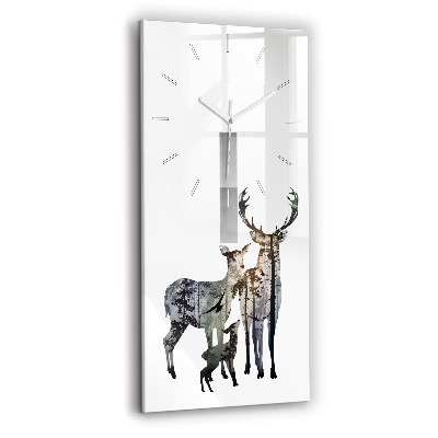 Vertical wall clock Deer family