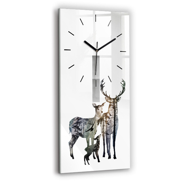 Vertical wall clock Deer family