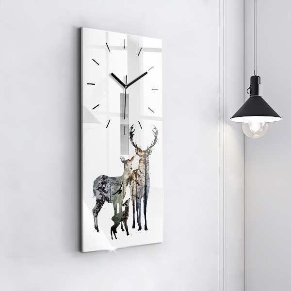 Vertical wall clock Deer family