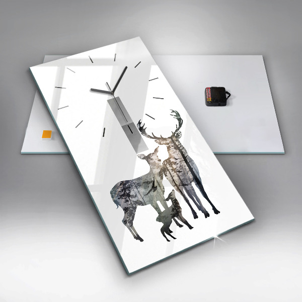 Vertical wall clock Deer family