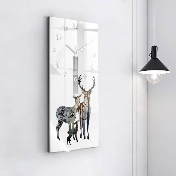 Vertical wall clock Deer family