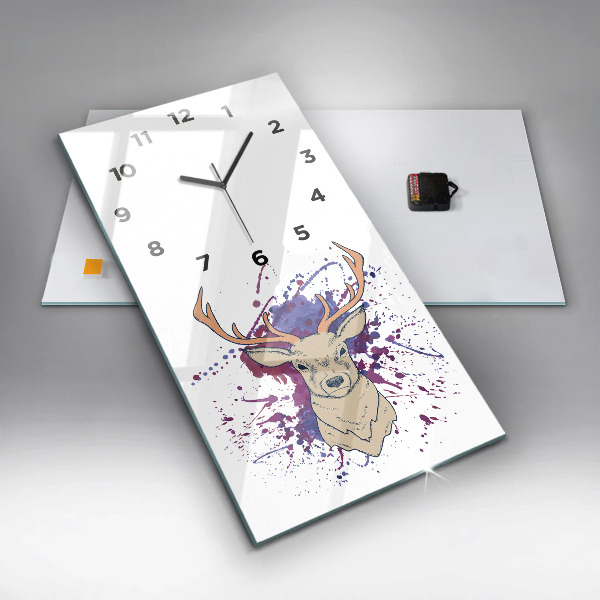 Vertical wall clock Deer vector illustration