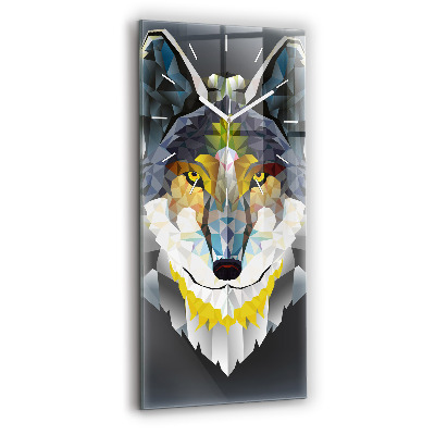 Vertical wall clock Wolf head