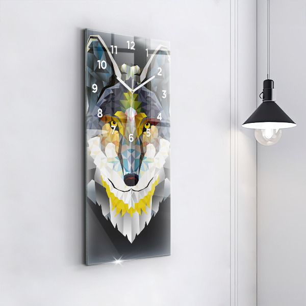 Vertical wall clock Wolf head
