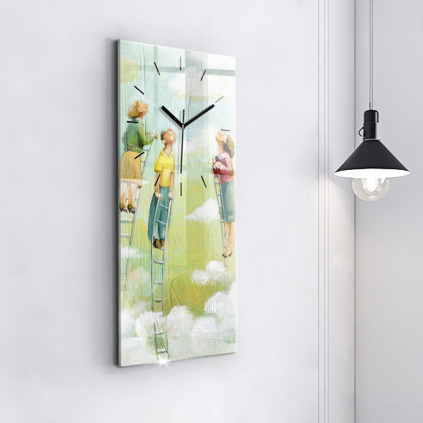 Vertical wall clock People on the ladder