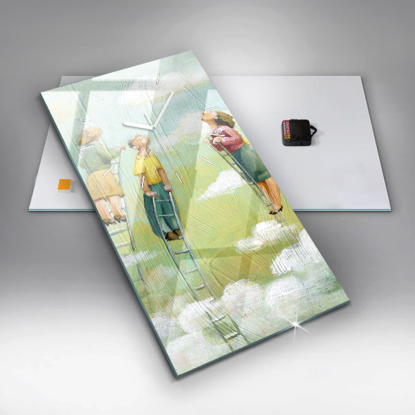 Vertical wall clock People on the ladder