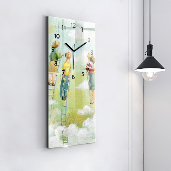 Vertical wall clock People on the ladder