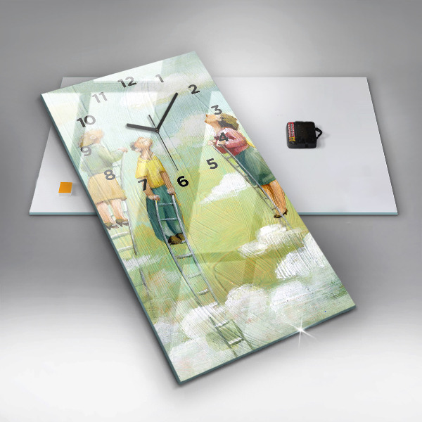 Vertical wall clock People on the ladder