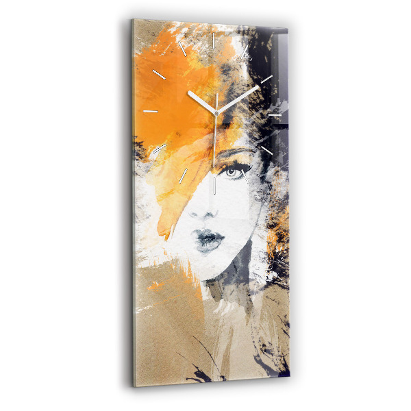 Vertical wall clock Portrait of a woman abstract