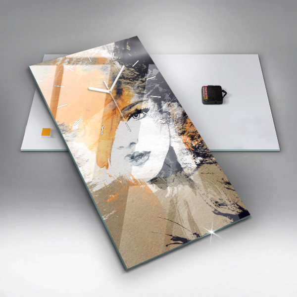 Vertical wall clock Portrait of a woman abstract