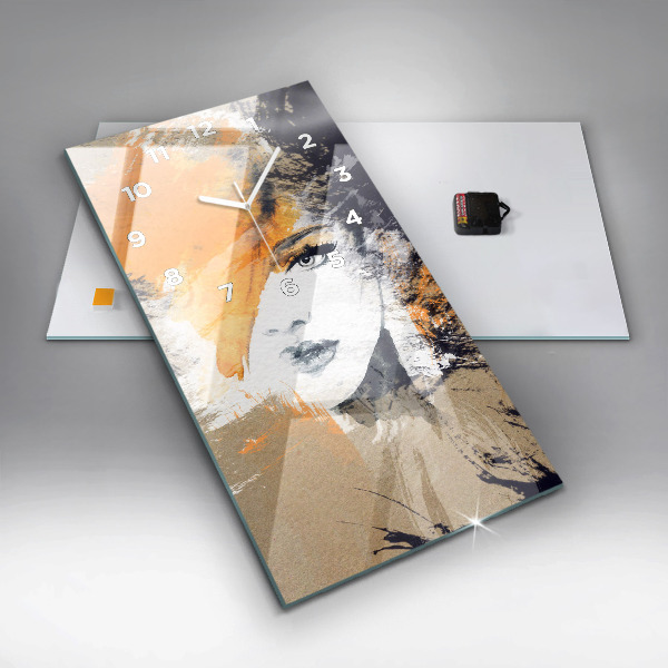 Vertical wall clock Portrait of a woman abstract