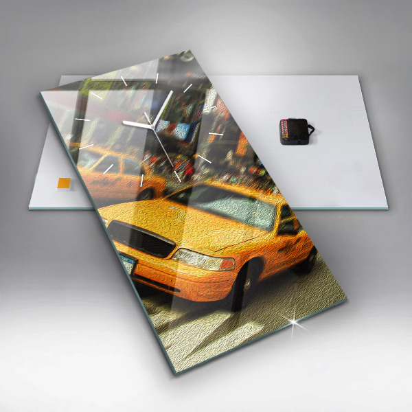 Vertical wall clock New York City taxis