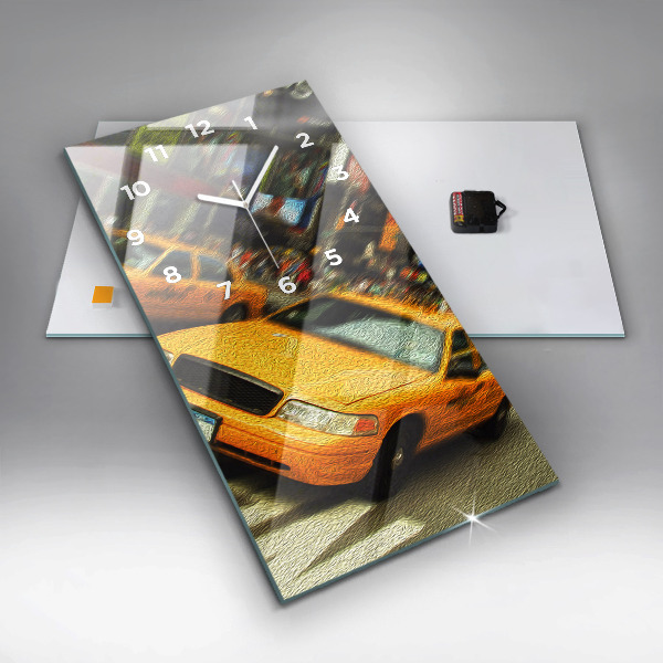 Vertical wall clock New York City taxis