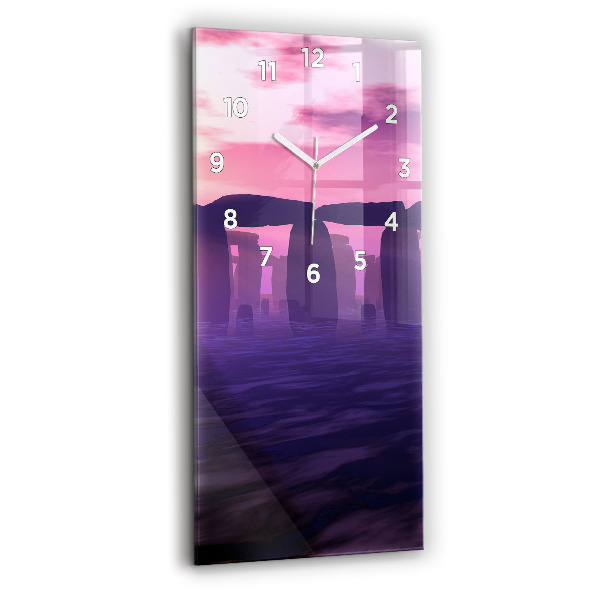 Vertical wall clock Sunset at Stonehenge