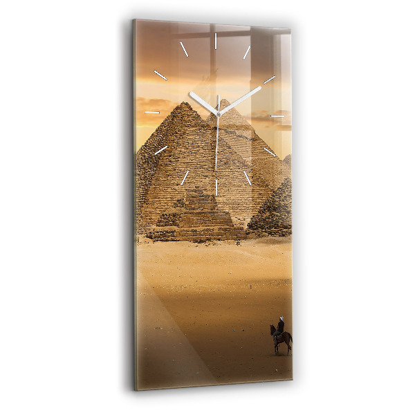 Vertical wall clock Pyramids and sunset