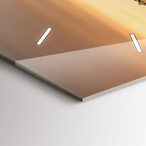 Vertical wall clock Pyramids and sunset