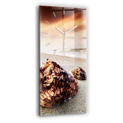 Vertical wall clock A shell on the beach