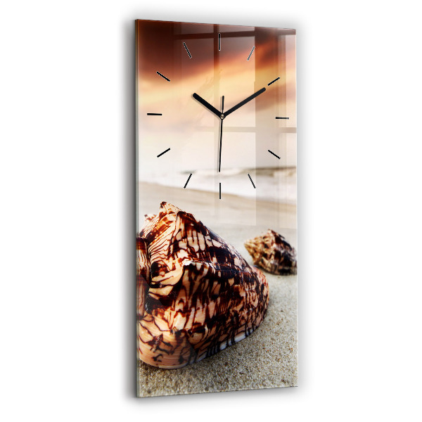 Vertical wall clock A shell on the beach