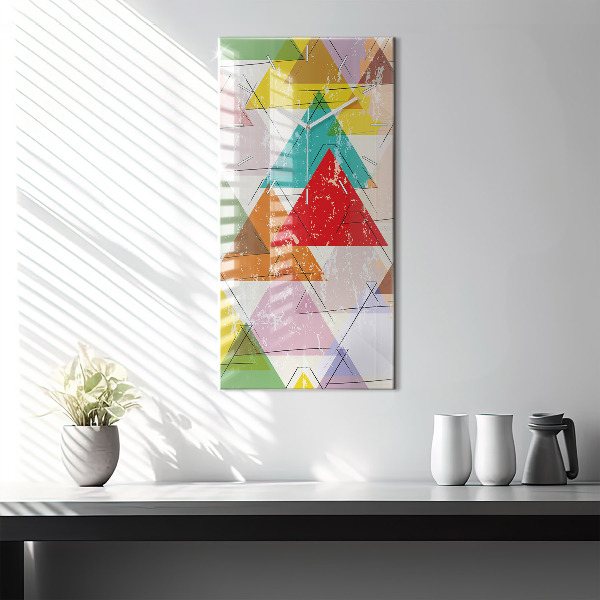 Vertical wall clock Geometric Triangles