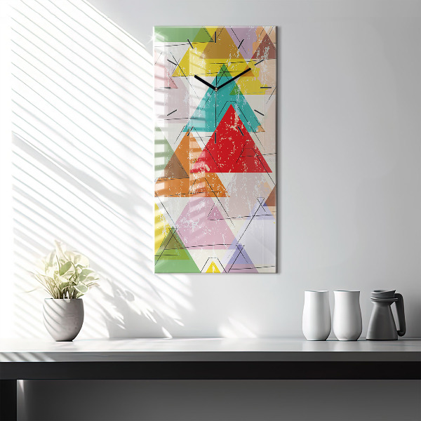 Vertical wall clock Geometric Triangles