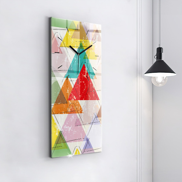 Vertical wall clock Geometric Triangles