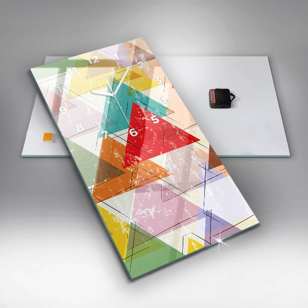 Vertical wall clock Geometric Triangles