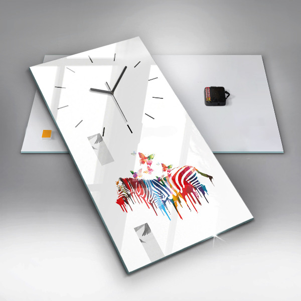 Vertical wall clock Colorful zebra