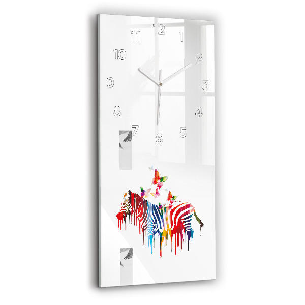 Vertical wall clock Colorful zebra