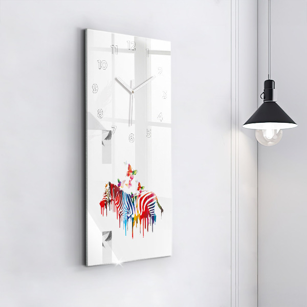 Vertical wall clock Colorful zebra