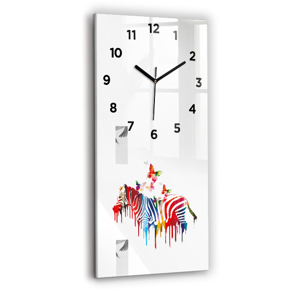 Vertical wall clock Colorful zebra