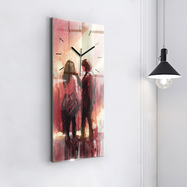Vertical wall clock Young couple in love