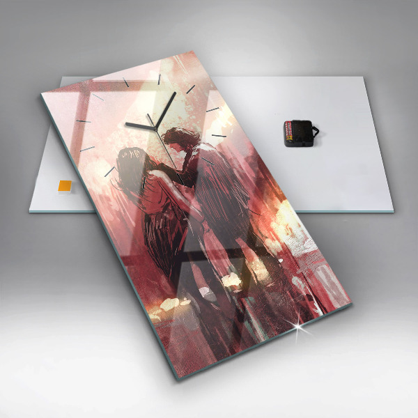 Vertical wall clock Young couple in love