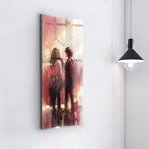 Vertical wall clock Young couple in love