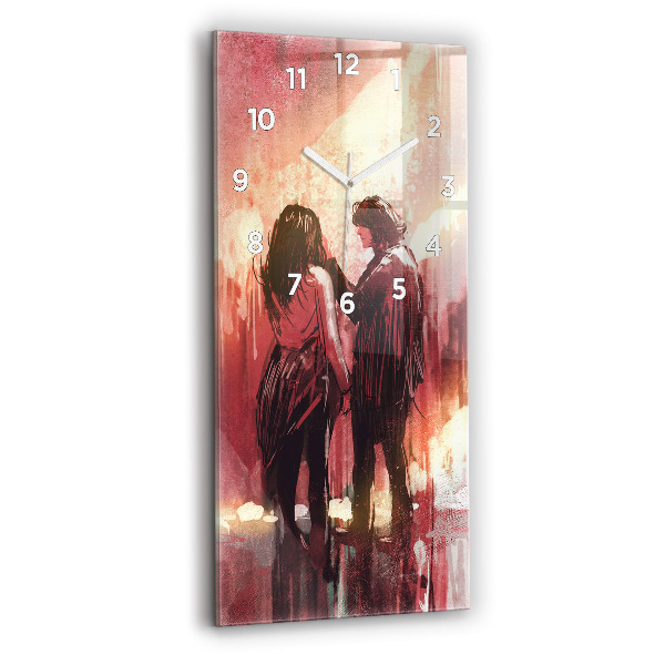 Vertical wall clock Young couple in love