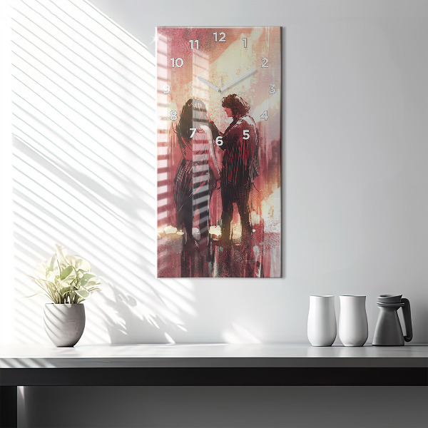Vertical wall clock Young couple in love