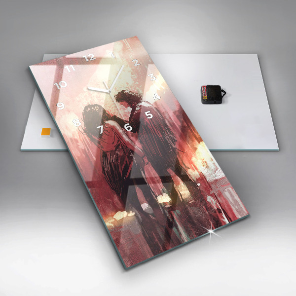 Vertical wall clock Young couple in love