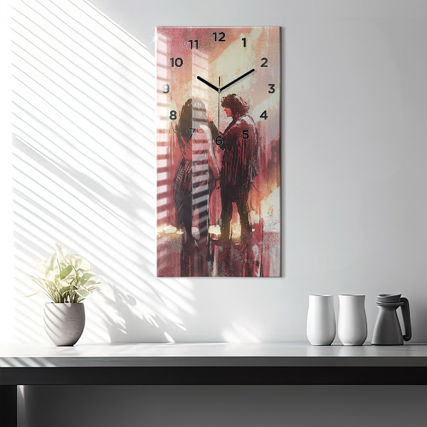 Vertical wall clock Young couple in love