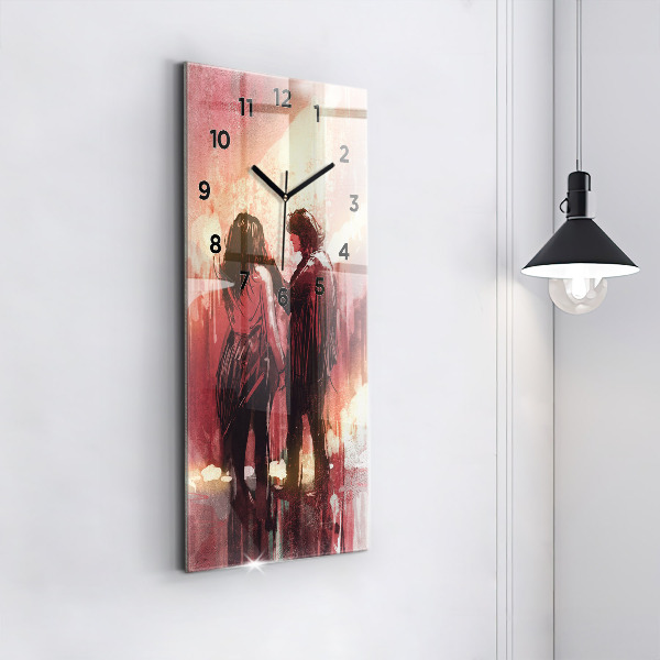 Vertical wall clock Young couple in love