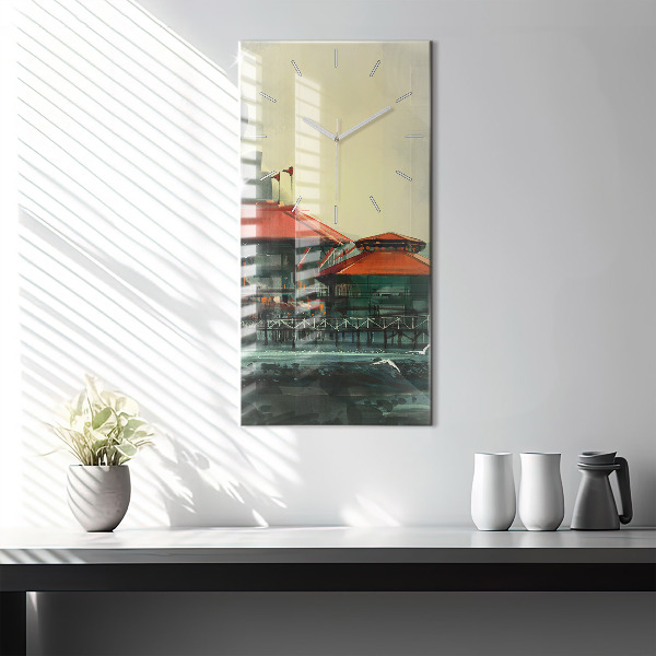 Vertical wall clock Fishing village